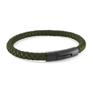 Push Clasp Army Green Leather Bracelet Fifth Avenue Jewellers