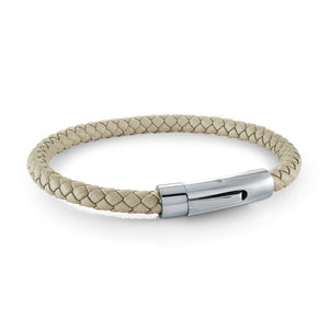 Push Clasp Oatmeal Leather Bracelet