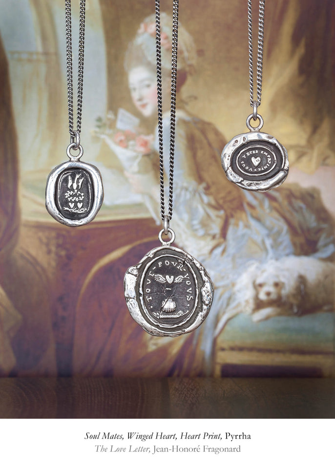 Three Pyrrha talismans - Soul Mates, Winged Heart and Heart Print, Kamloops BC