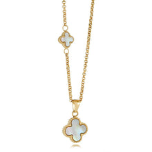Load image into Gallery viewer, Reversible Double Clover Necklace Gold Ion Plated Fifth Avenue Jewellers Kamloops BC
