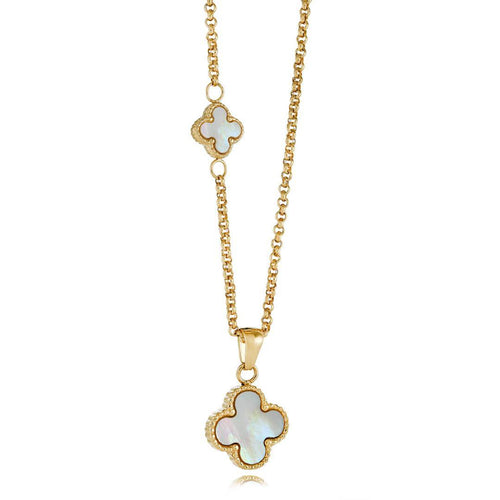 Reversible Double Clover Necklace Gold Ion Plated Fifth Avenue Jewellers Kamloops BC