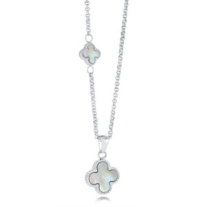 Reversible Double Clover Necklace Stainless Steel