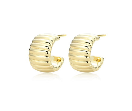 Ribbed Half Hoop Earrings Gold Plated Fifth Avenue Jewellers