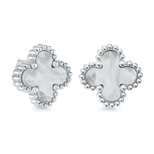 Load image into Gallery viewer, Stainless Steel Luck Clover Mother of Pearl earrings Fifth Avenue Jewellers Kamloops BC

