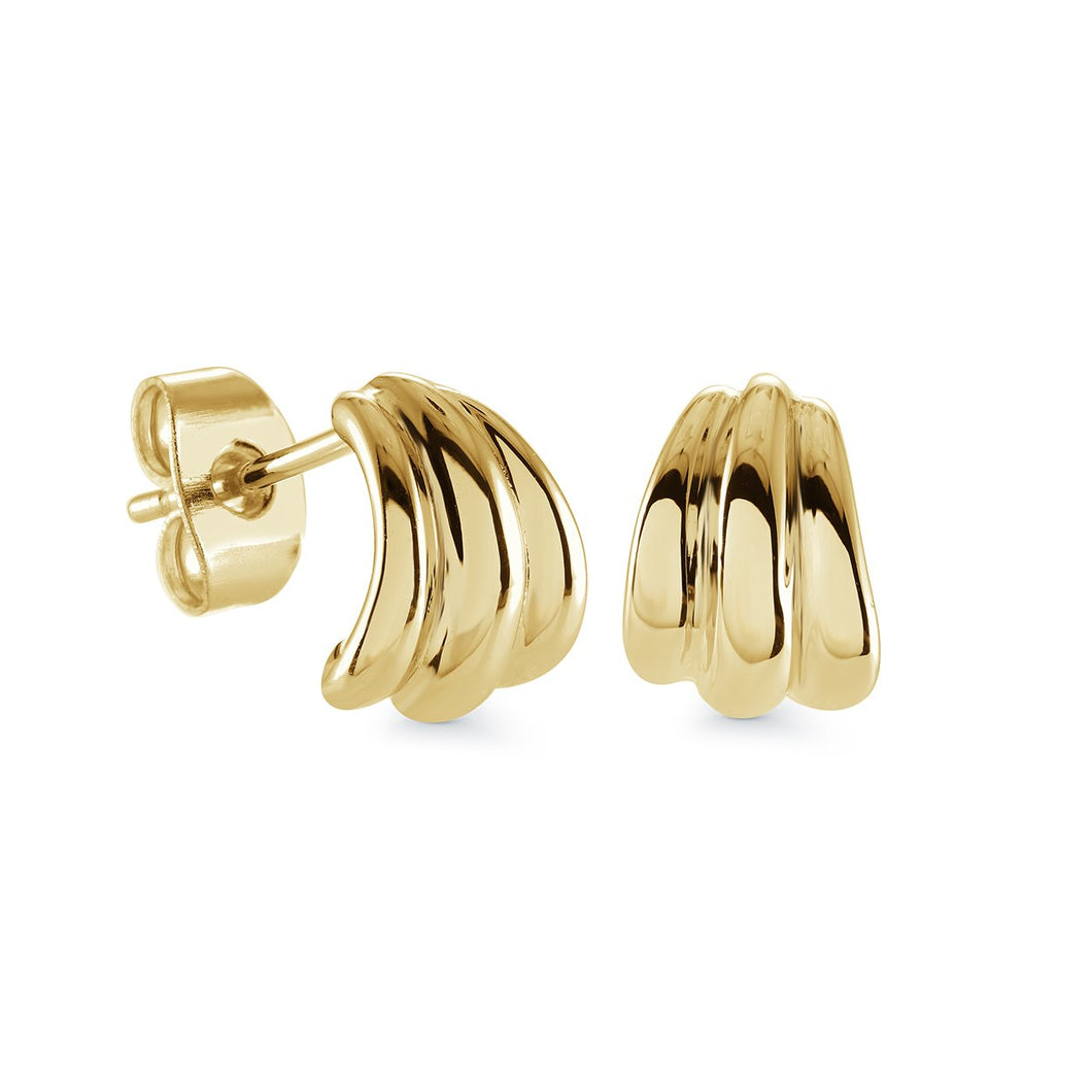 Seashell Stud Earrings Gold Ion Plated Stainless Steel
