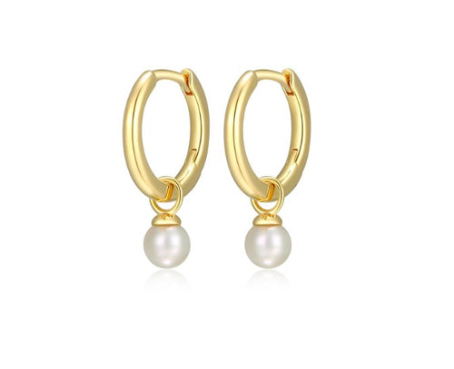 Shell Pearl Drop Huggies Fifth Avenue Jewellers