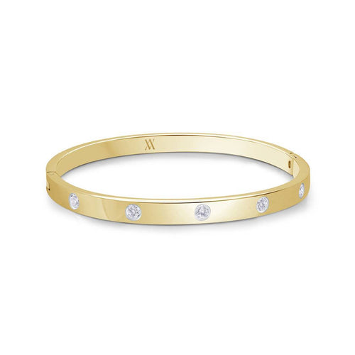 Six Stone Bangle Bracelet Gold Ion Plated Fifth Avenue Jewelers Kamloops BC