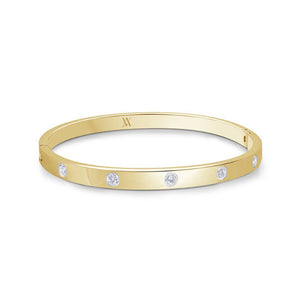 Six Stone Bangle Bracelet Gold Ion Plated Fifth Avenue Jewelers Kamloops BC