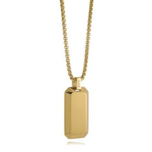 Load image into Gallery viewer, Gold dog tag necklace on a white background
