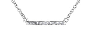 Small Diamond Bar Necklace in White Gold 