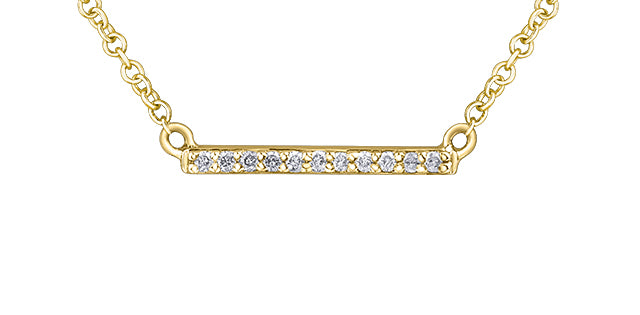 Small Diamond Bar Necklace in Yellow Gold Fifth Avenue Jewellers