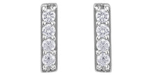 Load image into Gallery viewer, Small Diamond Bar Stud Earrings in White Gold 
