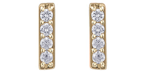 Small Diamond Bar Stud Earrings in Yellow Gold Fifth Avenue Jewellers