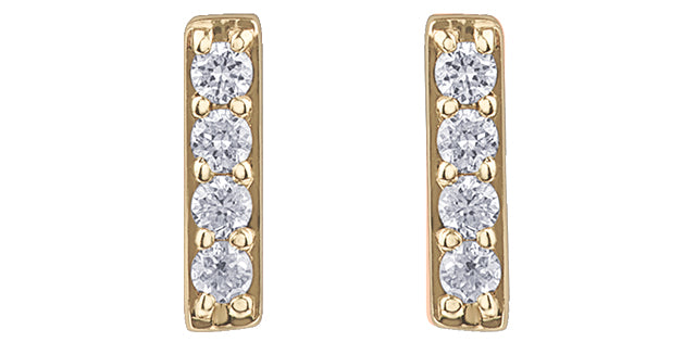 Small Diamond Bar Stud Earrings in Yellow Gold Fifth Avenue Jewellers