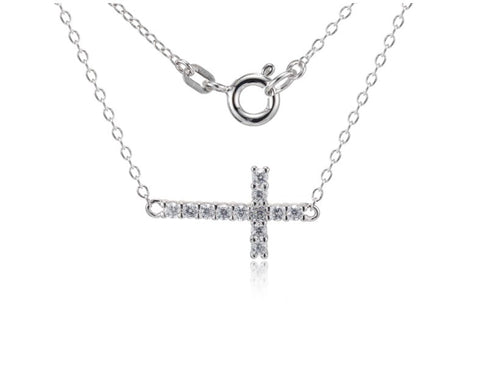 Sparkling Sideways Cross Necklace Fifth Avenue Jewellers