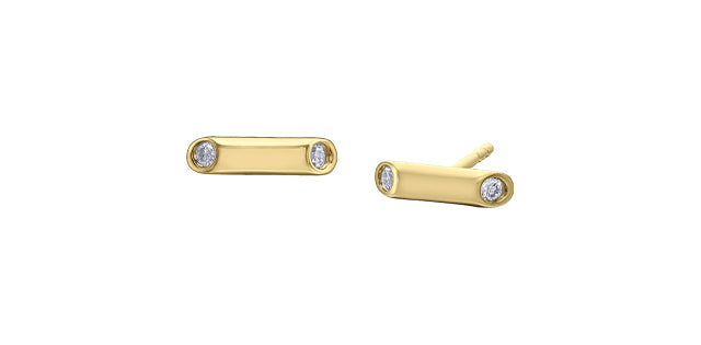Sparkling Tube Bar Stud Earrings