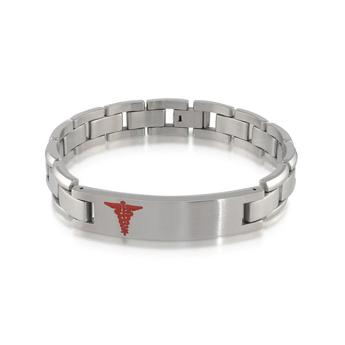 Stainless Steel Red Logo Medic Alert Bracelet Fifth Avenue Jewellers Kamloops BC