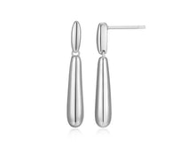 Load image into Gallery viewer, Pair of silver drop earrings on a white background
