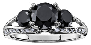 Three Stone Black Diamond Ring Fifth Avenue Jewellers