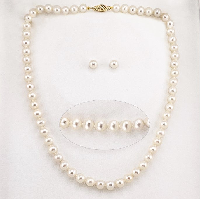 Tiana Pearl Necklace & Earrings Set Fifth Avenue Jewellers Kamloops BC