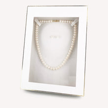 Load image into Gallery viewer, Pearl necklace and earrings in a clear display box on a white background
