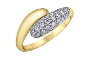 Gold ring with embedded diamonds on a white background