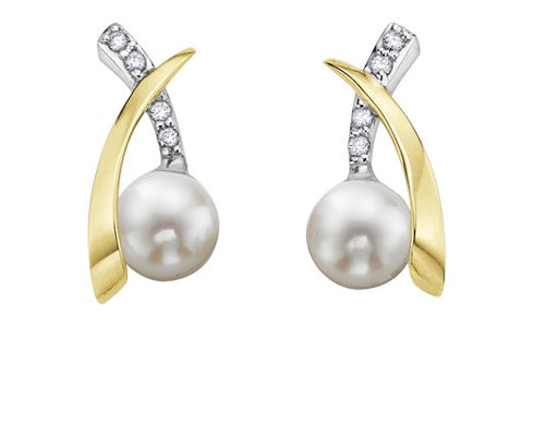 Two Tone Drop Pearl Earrings Fifth Avenue Jewellers Kamloops BC