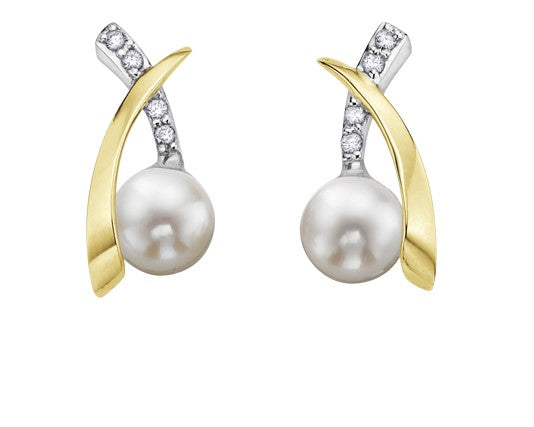 Two Tone Drop Pearl Earrings Fifth Avenue Jewellers Kamloops BC