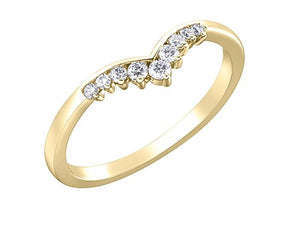 Gold ring with small diamonds on a white background