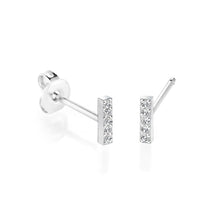 Load image into Gallery viewer, White CZ Bar Stud Earrings Fifth Avenue Jewellers Kamloops BC
