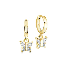Load image into Gallery viewer, White CZ Butterfly Hoop Earrings
