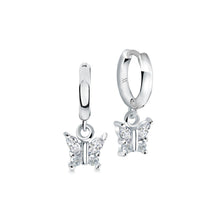 Load image into Gallery viewer, White CZ Butterfly Hoop Earrings
