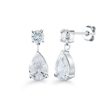 Load image into Gallery viewer, White CZ Pear Drop Earrings Fifth Avenue Jewellers Kamloops BC
