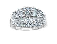 Load image into Gallery viewer, White gold ring with multiple layers of diamonds on a white background
