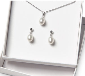 Tessa Pendant and Earrings Set White Pearl Fifth Avenue Jewellers Kamloops BC