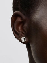 Load image into Gallery viewer, Close-up of an ear wearing a square diamond earring on a neutral background
