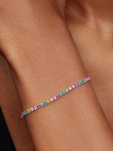 Load image into Gallery viewer, Multicolored gemstone bracelet on a person's wrist
