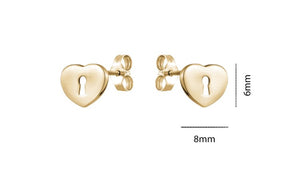 Yellow Gold Heart Lock Earrings Dimensions 
