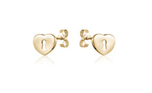 Load image into Gallery viewer, Yellow Gold Heart Lock Earrings Fifth Avenue Jewellers
