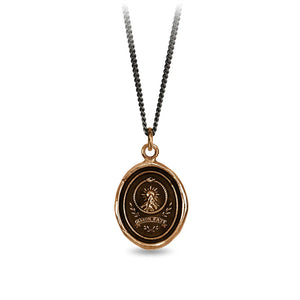 Bronze pendant necklace on a white background