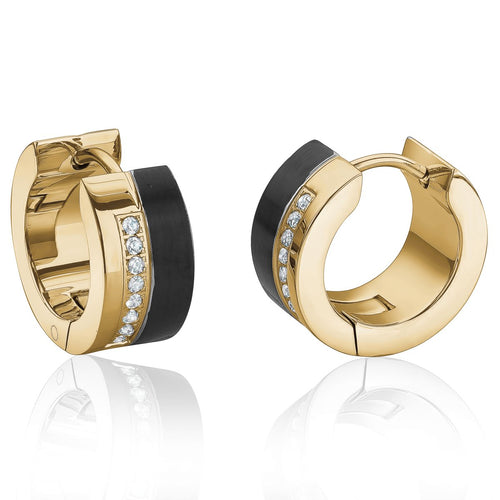 Black & Gold Sparkling Huggies - Fifth Avenue Jewellers