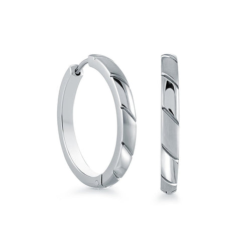 Brushed & Polished Hoop Earrings - Fifth Avenue Jewellers