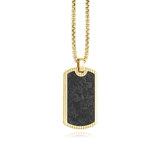 Carbon Fiber Inlay Dog Tag Necklace - Fifth Avenue Jewellers