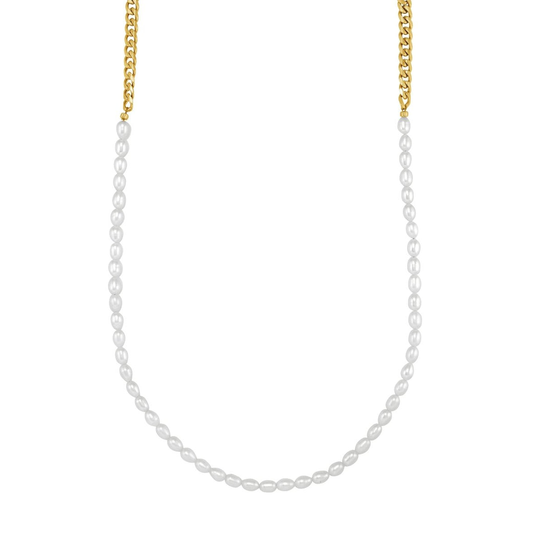 Curb Link & Freshwater Pearl Necklace - Fifth Avenue Jewellers