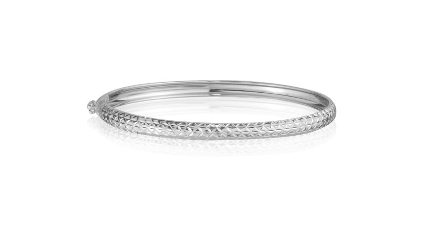 Diamond Cut Hinged Gold Bangle - Fifth Avenue Jewellers