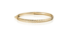 Diamond Cut Hinged Gold Bangle - Fifth Avenue Jewellers