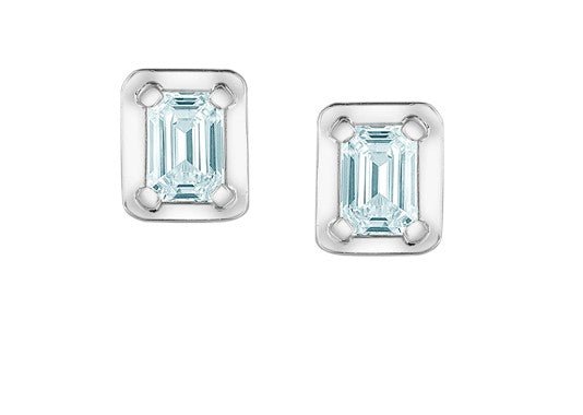 Emerald Cut Picture Frame Diamond Stud Earrings - Fifth Avenue Jewellers