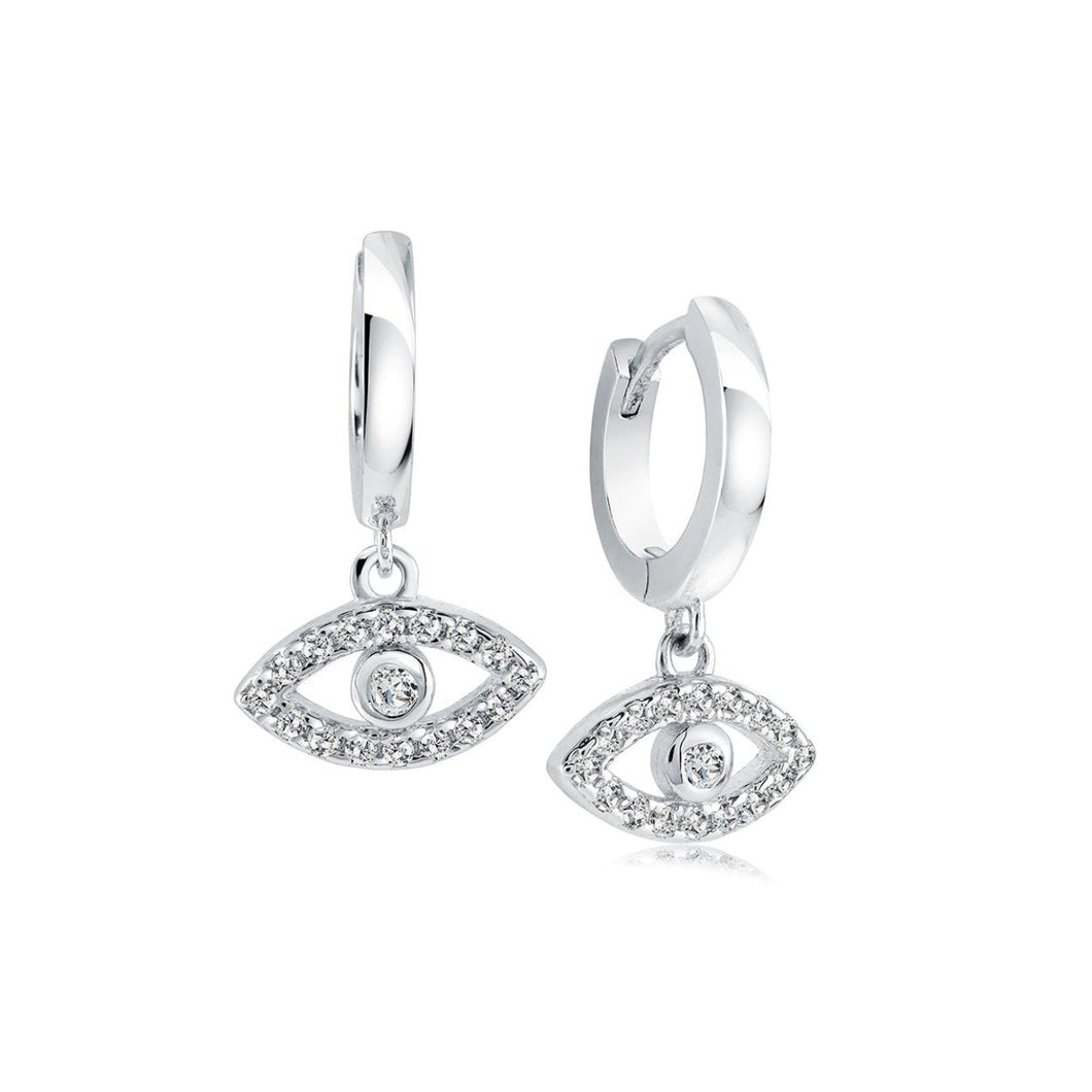 Evil Eye Dangle Huggie Earrings - Fifth Avenue Jewellers