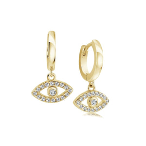 Evil Eye Dangle Huggie Earrings - Fifth Avenue Jewellers