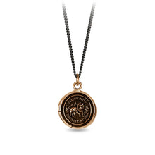 Load image into Gallery viewer, Necklace with a bronze round pendant featuring a lion emblem on a white background

